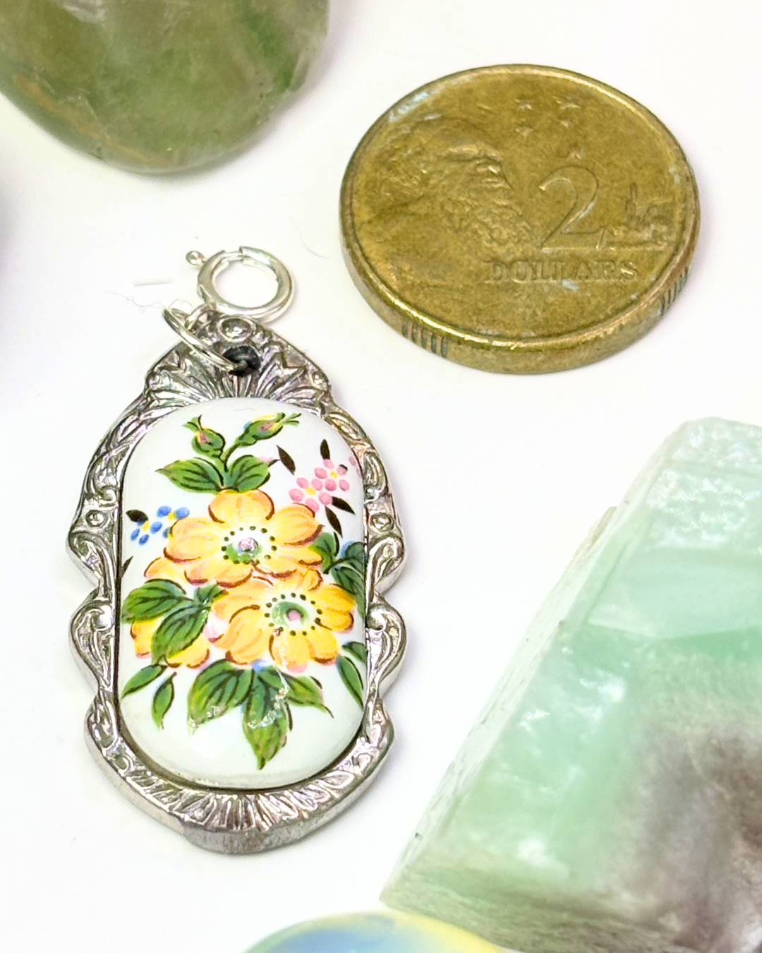 Yellow Flower Silver Spoon Charm
