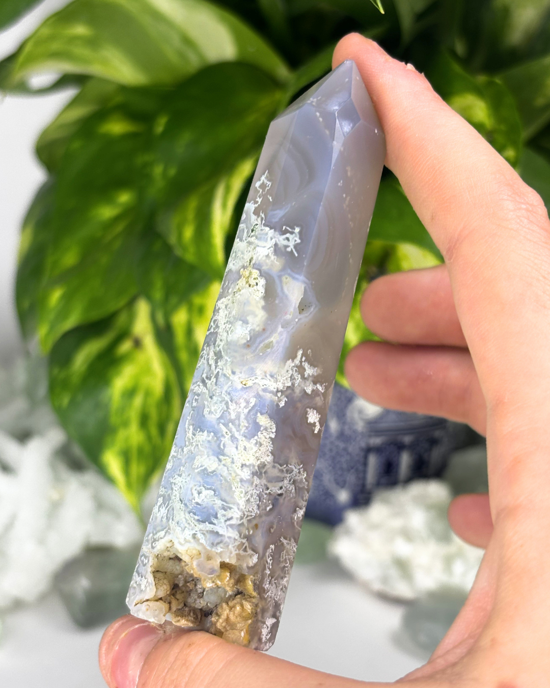 Druzy Moss Agate Tower C4