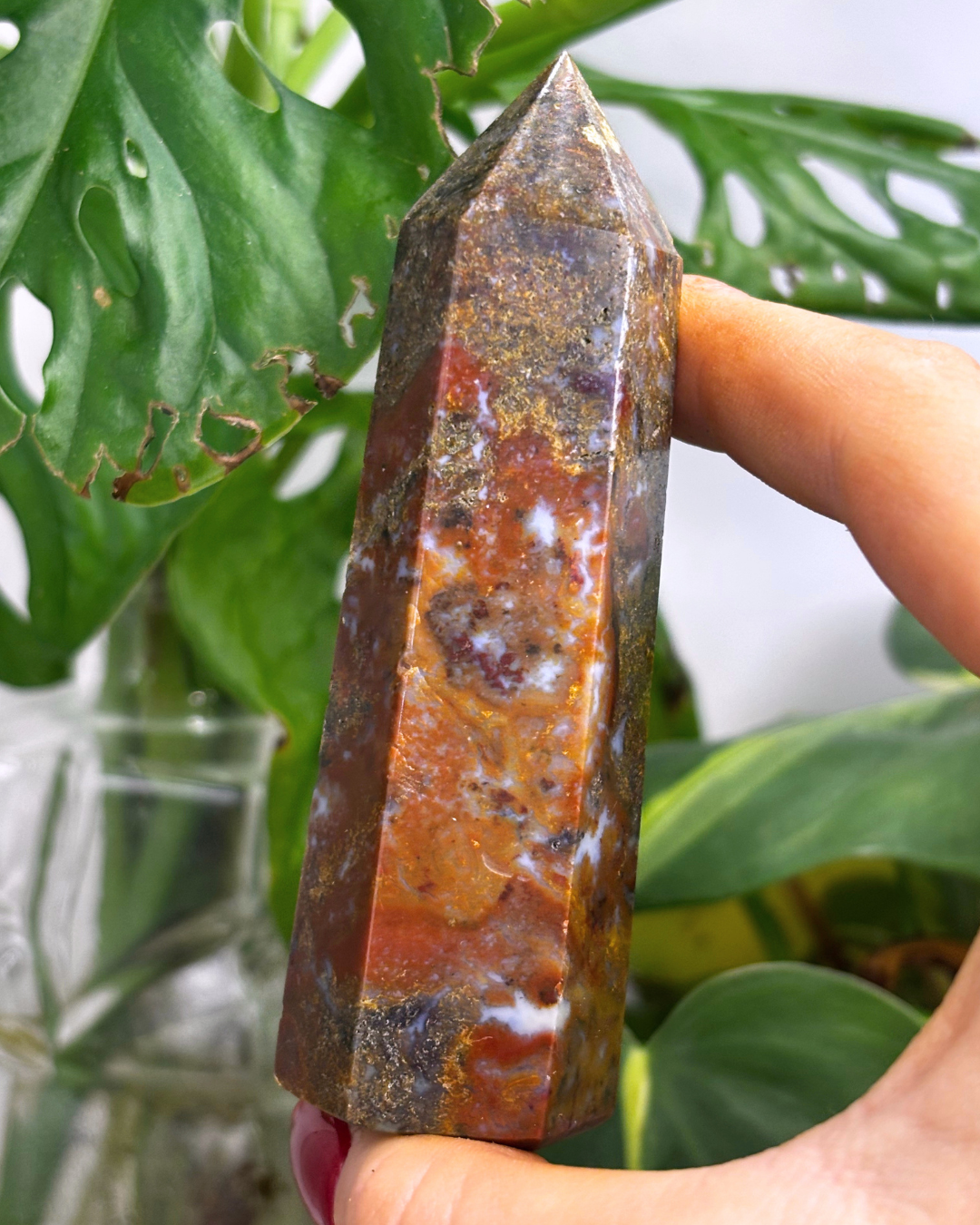 Red Moss Agate Tower