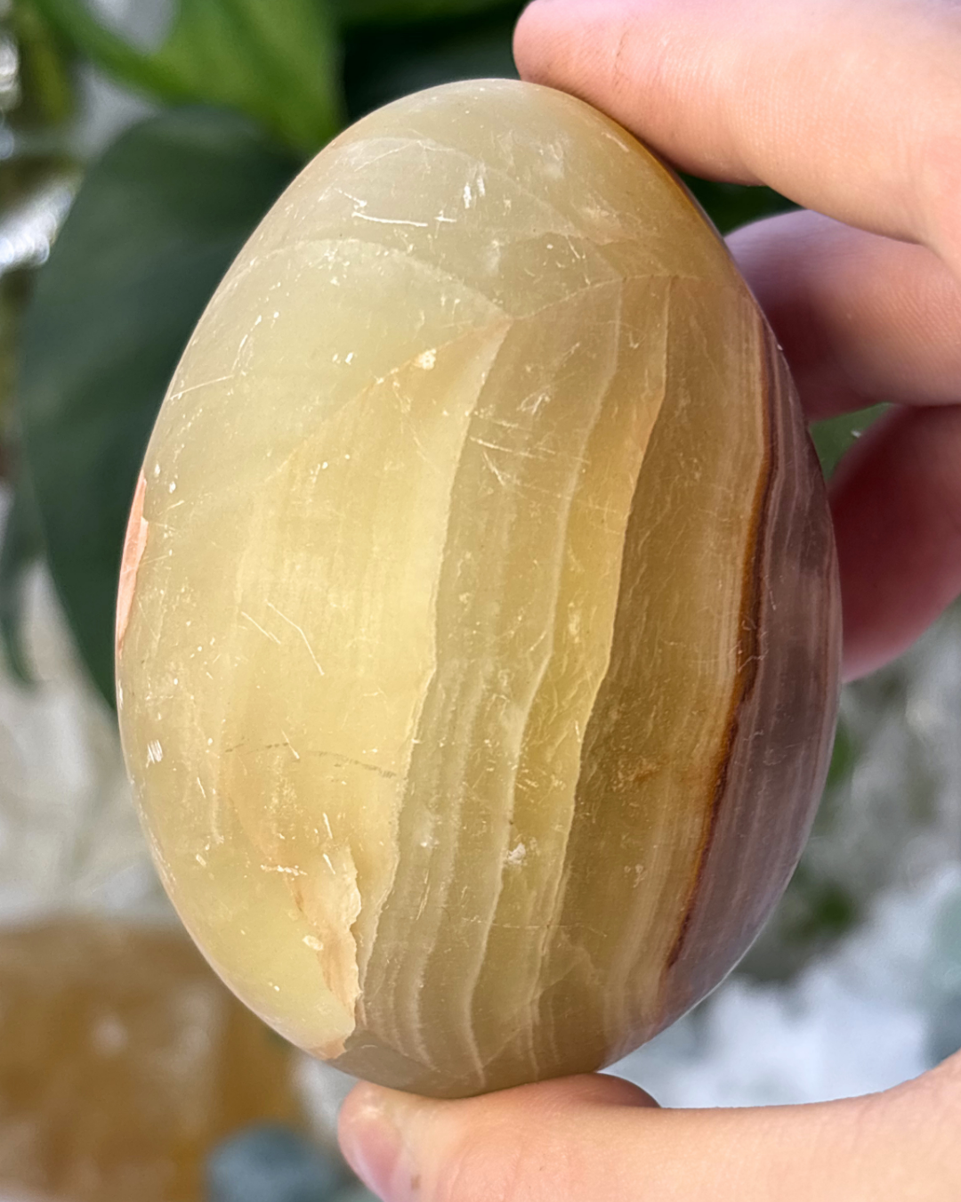 Matte Polished Green Calcite Egg