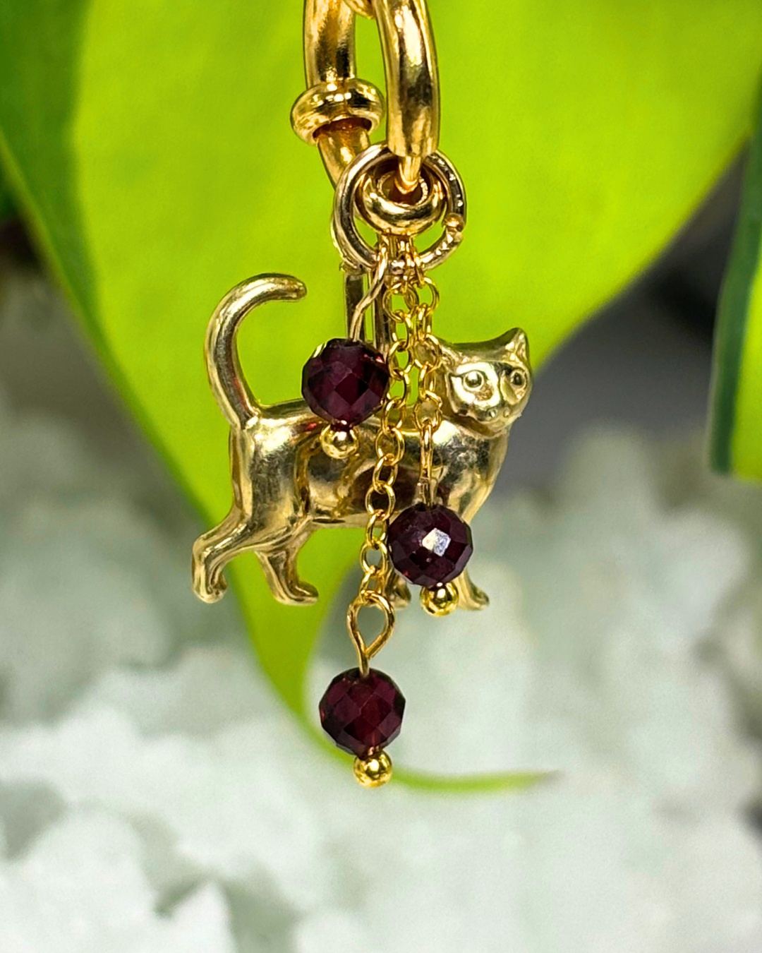 Garnet Lily of the Valley Necklace Charm