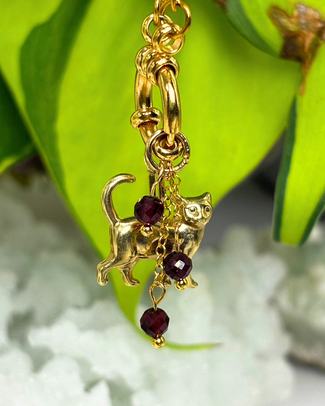 Garnet Lily of the Valley Necklace Charm