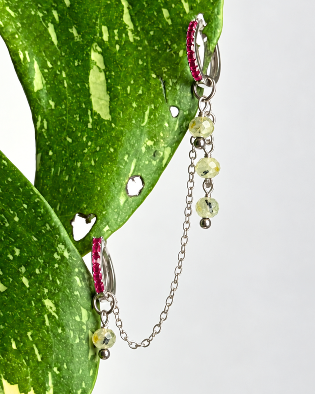 Prehnite Waterfall Earring Chain