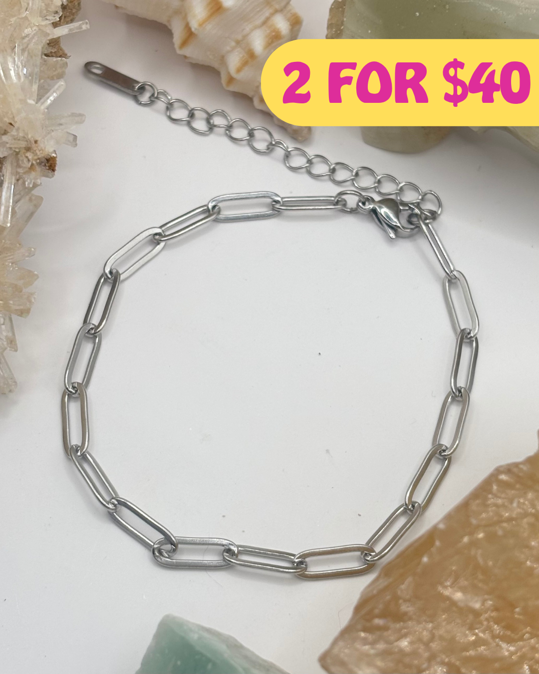 Medium Silver Paperclip Chain Bracelet