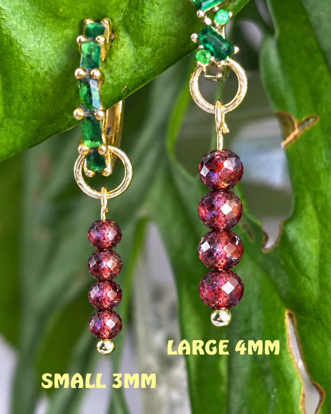 Garnet Long Dew Drop Charms PAIR