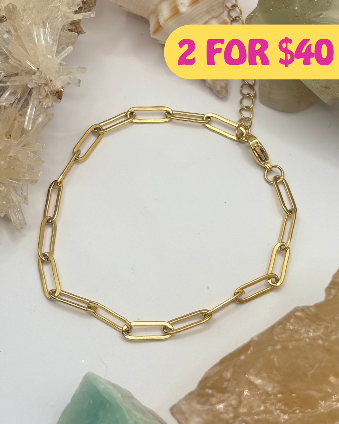 Medium Gold Paperclip Chain Bracelet