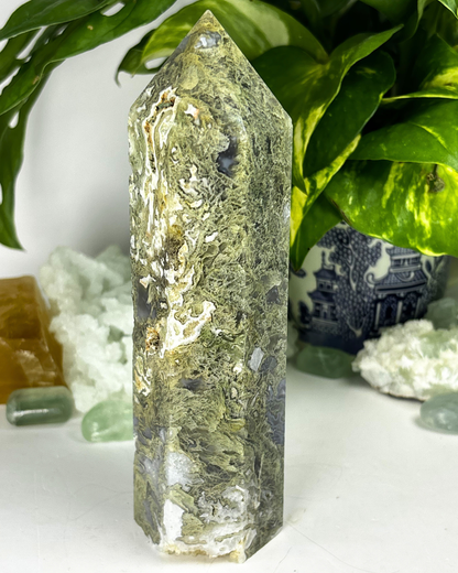 XL Druzy Moss Agate Tower C2