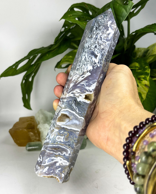 XL Druzy Purple Moss Agate Tower C3