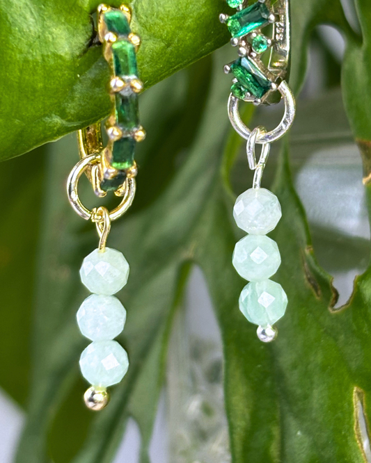Amazonite Triple Dew Drop Charms PAIR