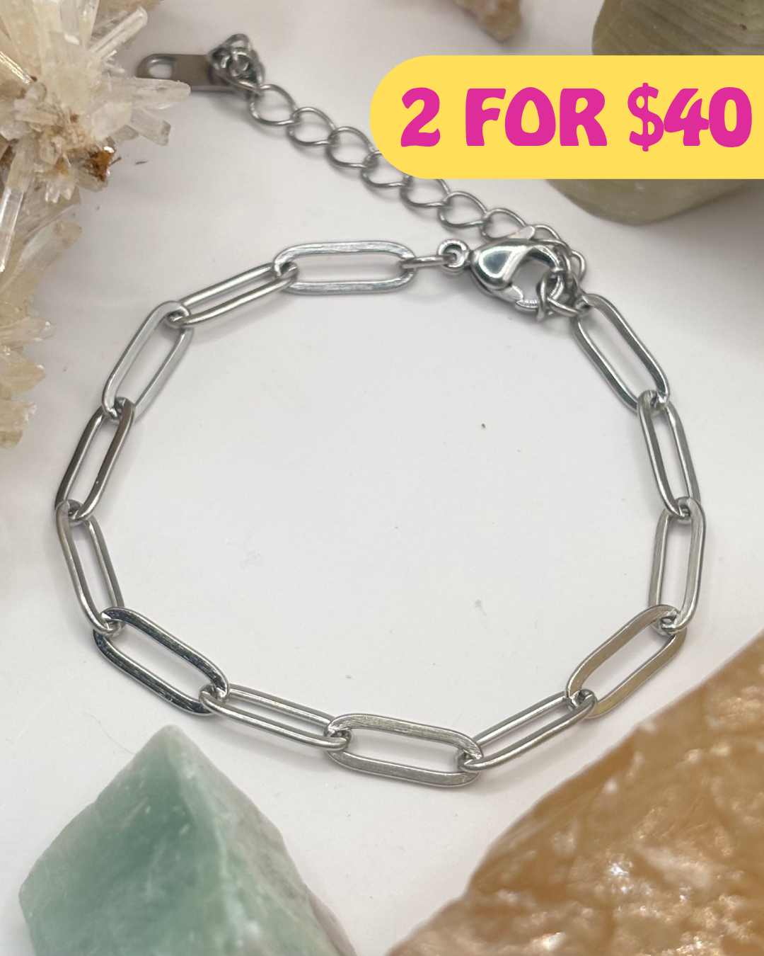 Small Silver Paperclip Chain Bracelet