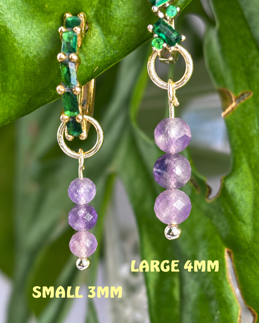Lepidolite Triple Dew Drop Charms PAIR