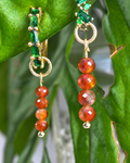 Carnelian Long Dew Drop Charms PAIR