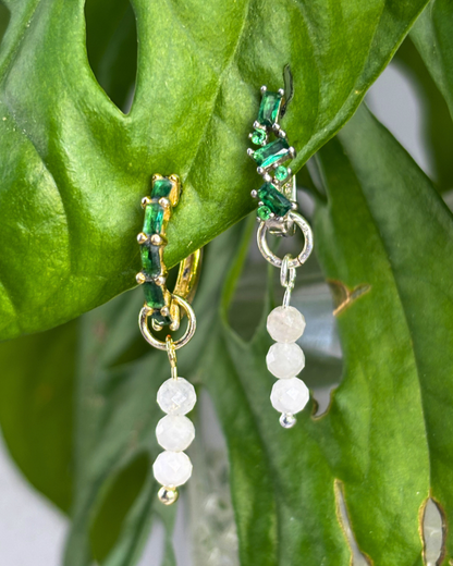 Moonstone Triple Dew Drop Charms PAIR