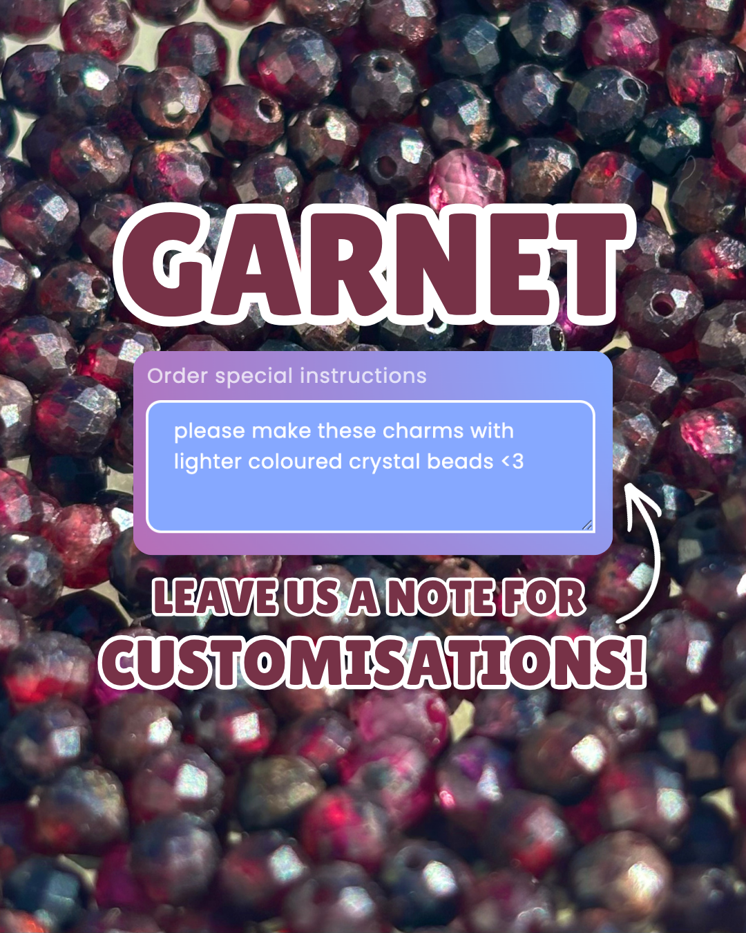 Garnet Lily of the Valley Necklace Charm
