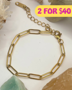 Small Gold Paperclip Chain Bracelet