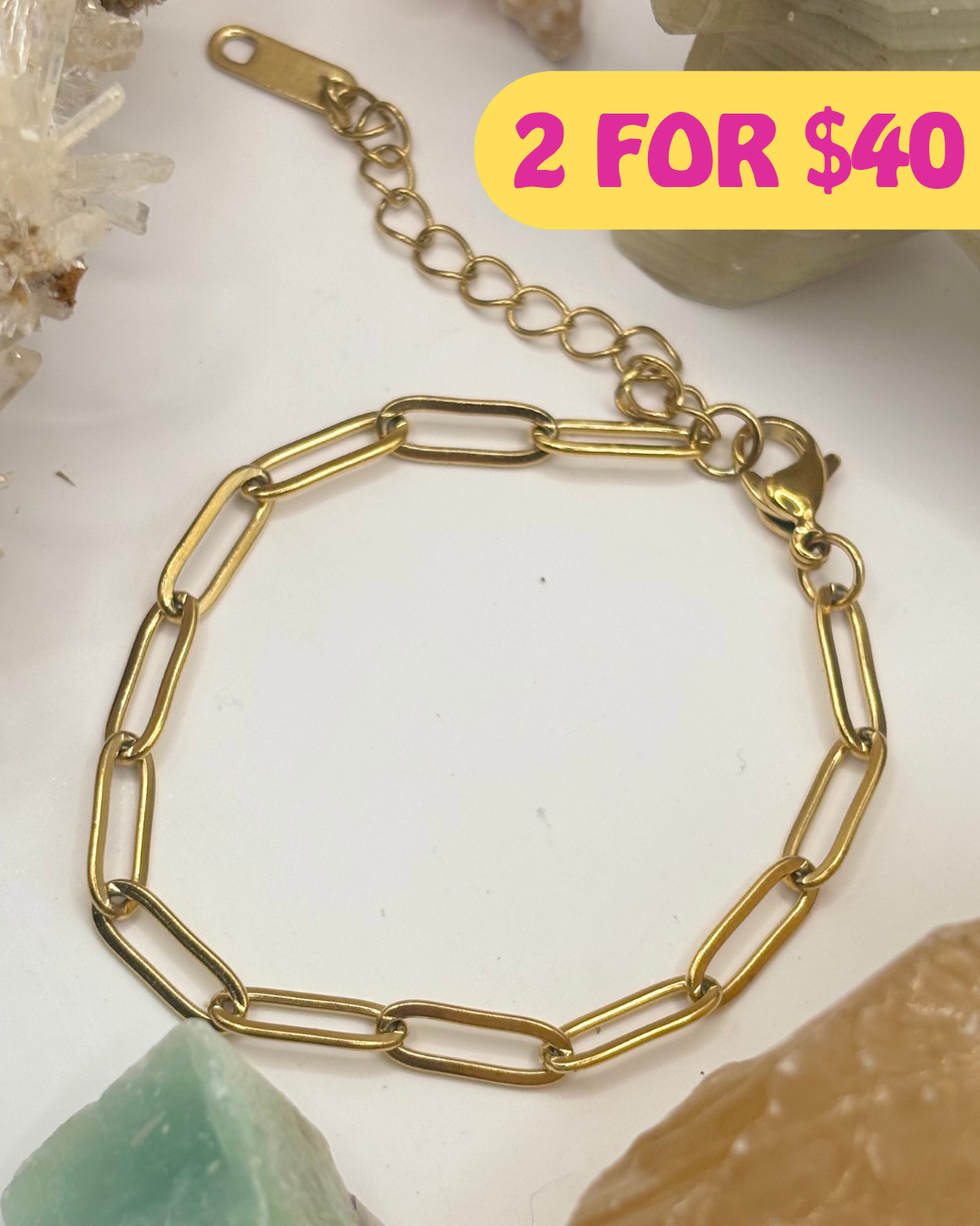 Small Gold Paperclip Chain Bracelet