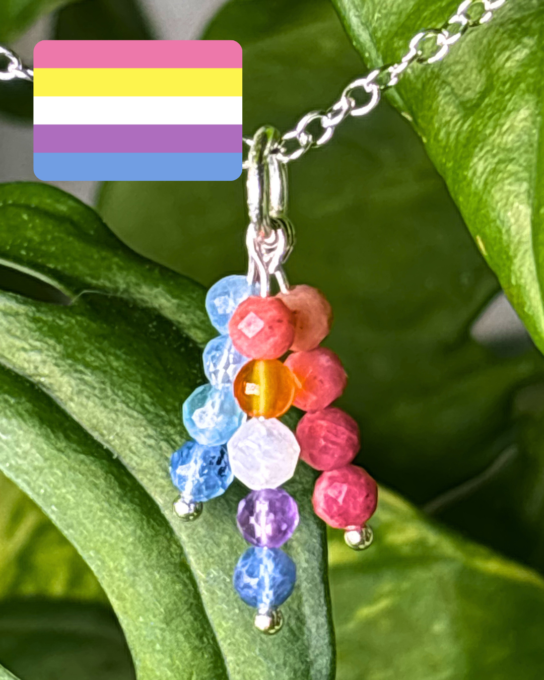 Bigender Pride Triple Sparkle Necklace Charm