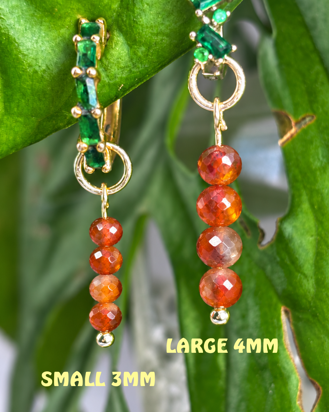 Carnelian Long Dew Drop Charms PAIR
