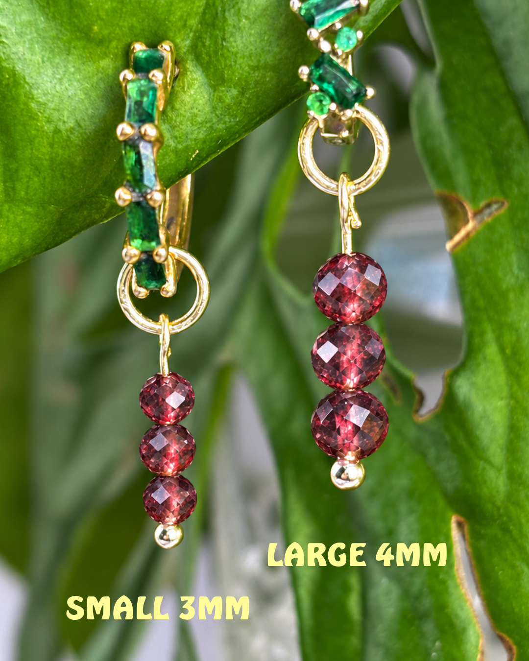 Garnet Triple Dew Drop Charms PAIR