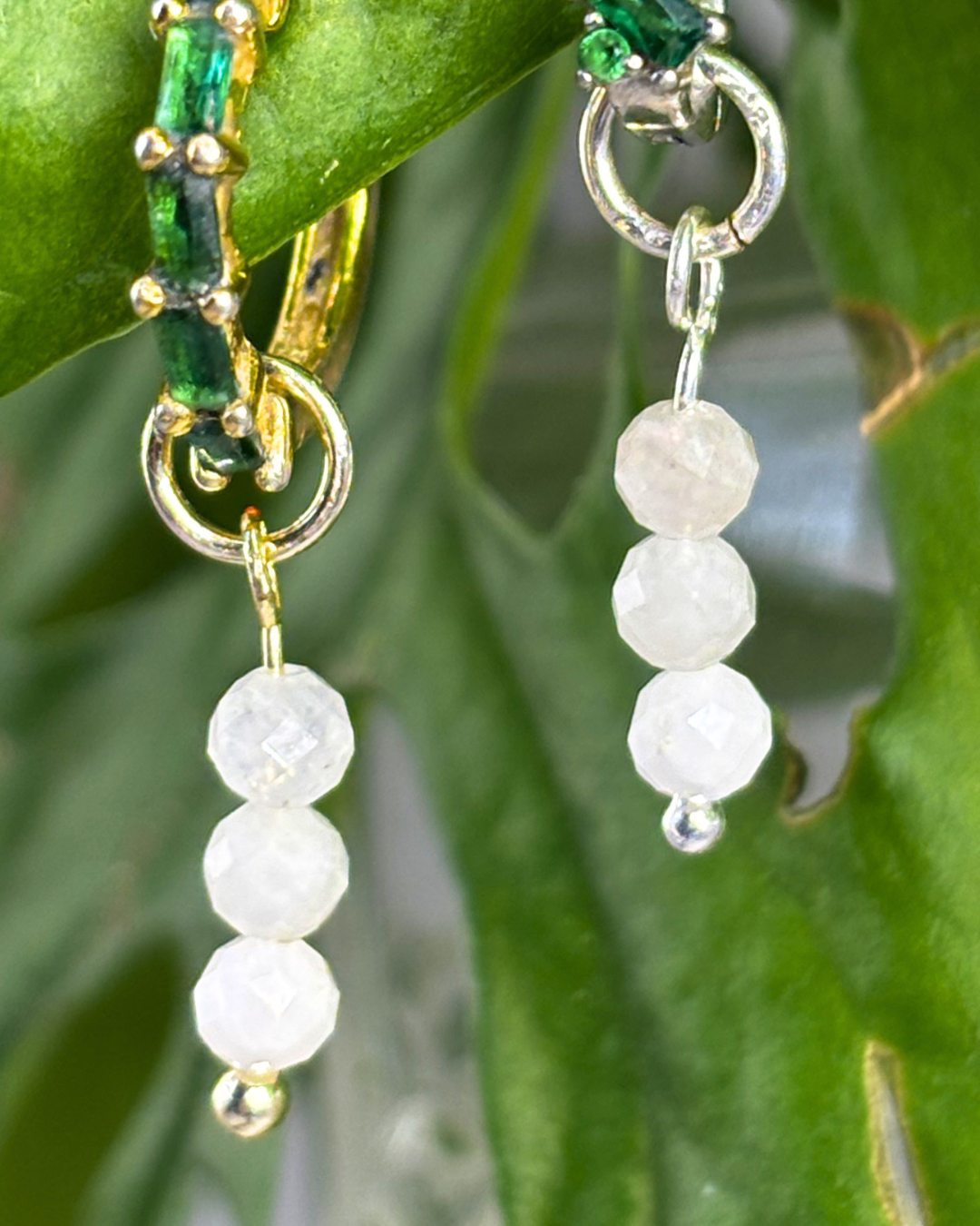 Moonstone Triple Dew Drop Charms PAIR