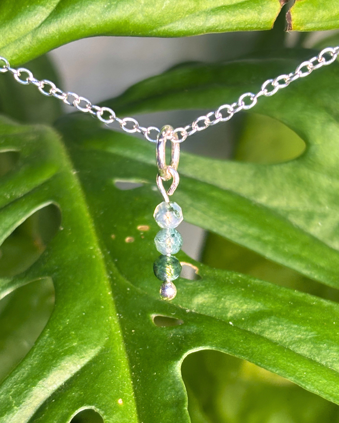 Moss Agate Small Necklace Charm