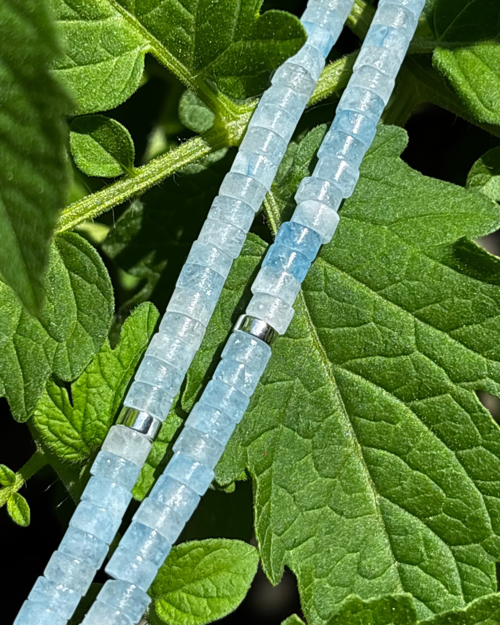 Aquamarine Disc Crystal Necklace