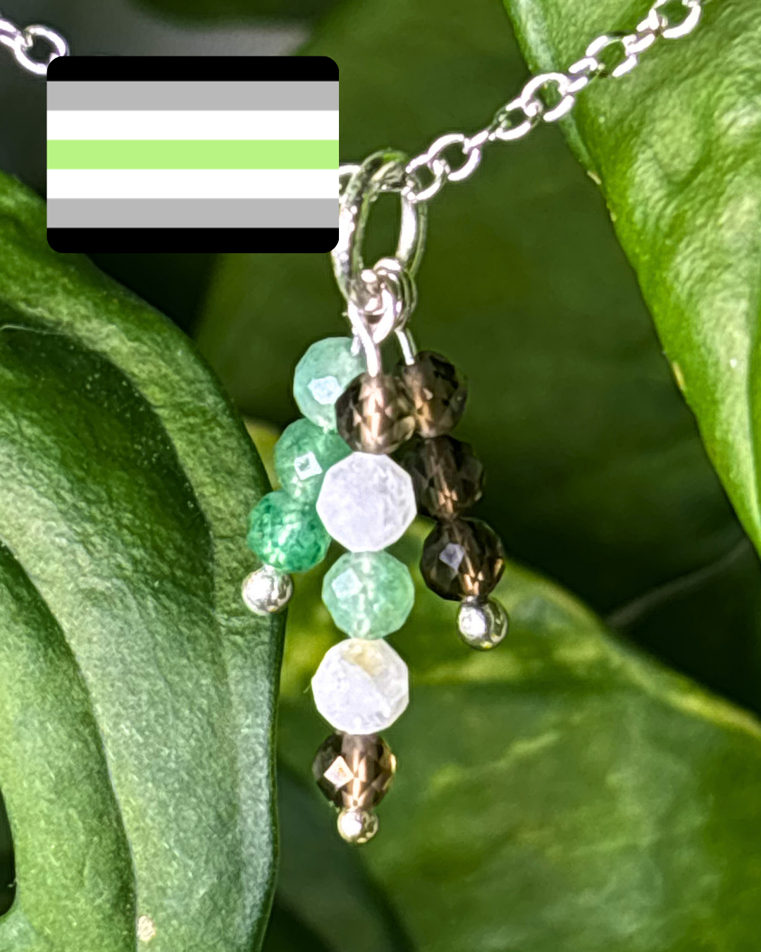Agender Pride Triple Sparkle Necklace Charm