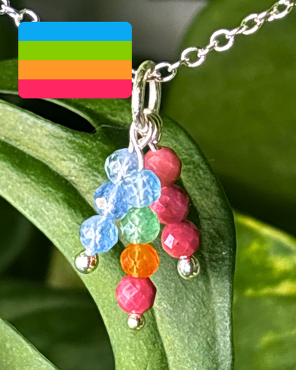 Panromantic Pride Triple Sparkle Necklace Charm