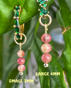 Rhodonite Triple Dew Drop Charms PAIR