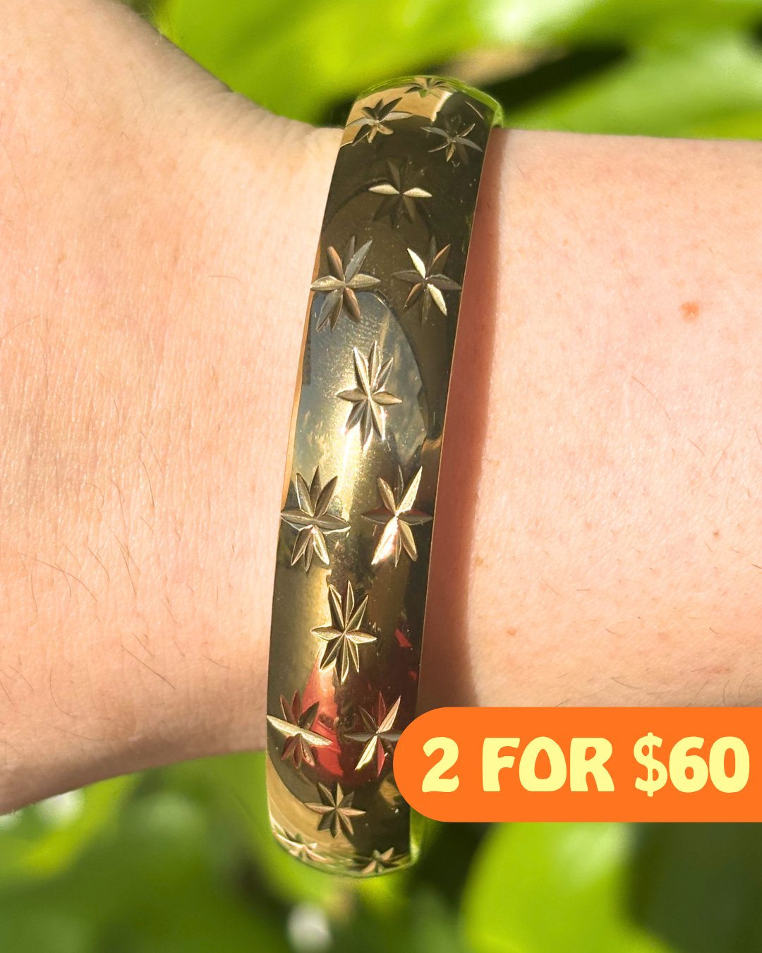 Gold Starry Night Chunky Vintage Inspired Bracelet 12mm