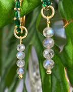 Labradorite Long Dew Drop Charms PAIR