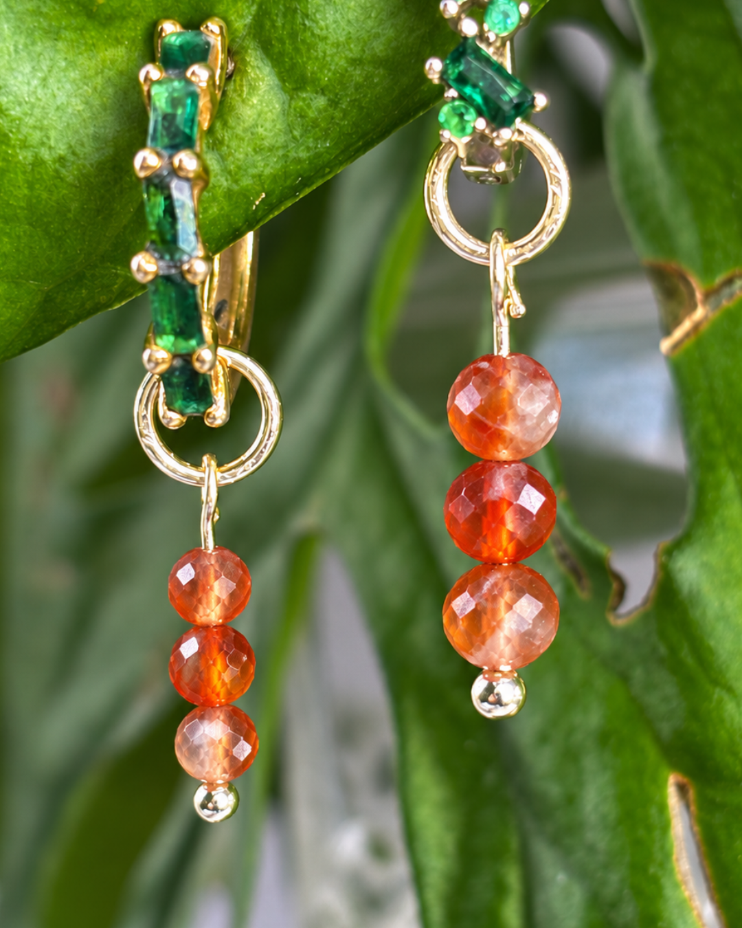 Carnelian Triple Dew Drop Charms PAIR