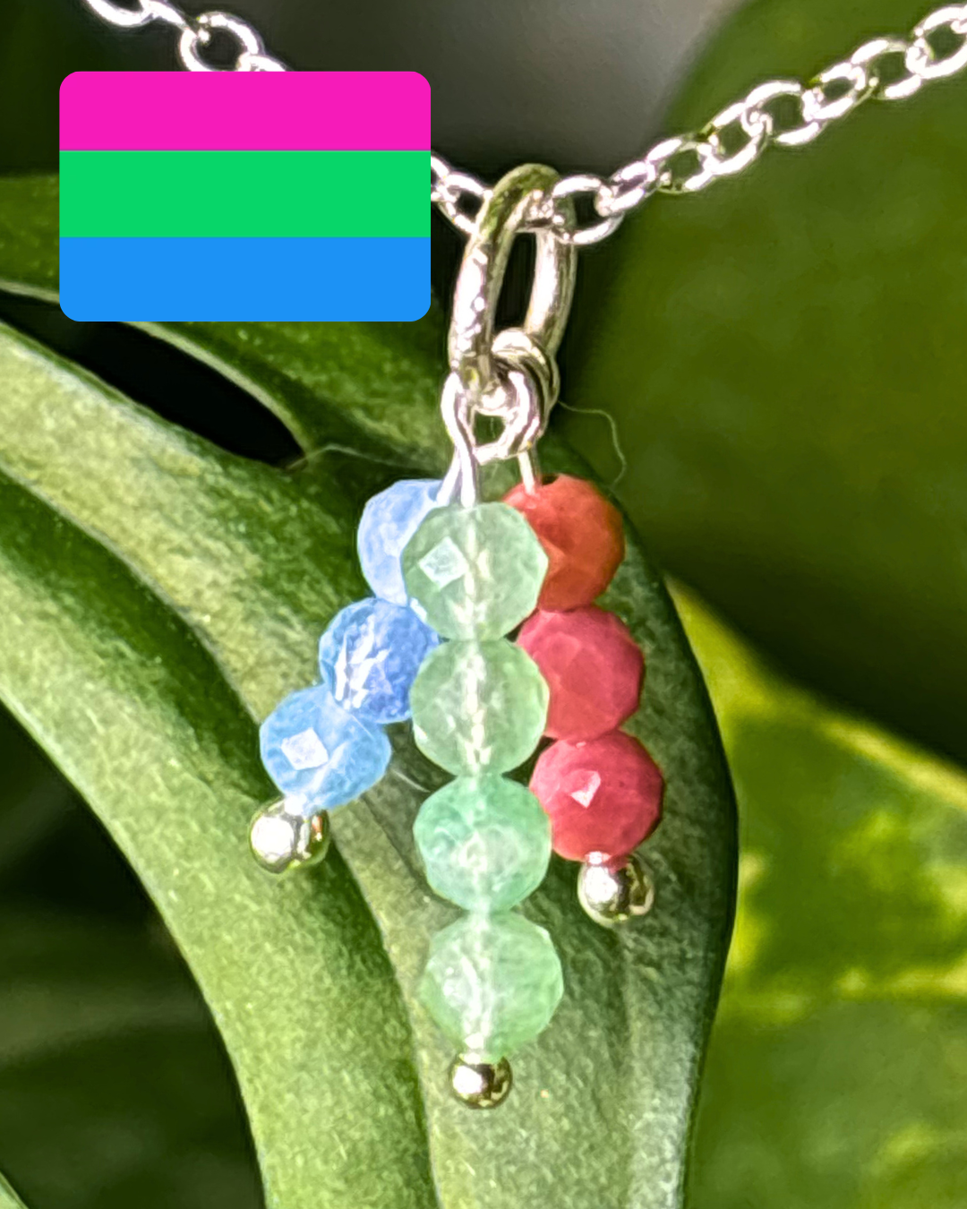Polysexual Pride Triple Sparkle Necklace Charm