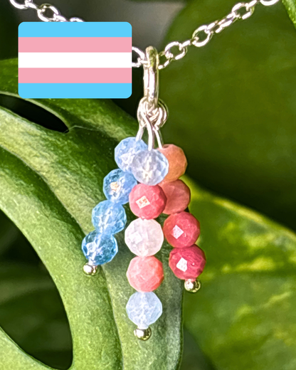 Transgender Pride Triple Sparkle Necklace Charm