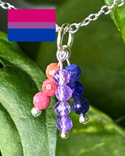 Bisexual Pride Triple Sparkle Necklace Charm