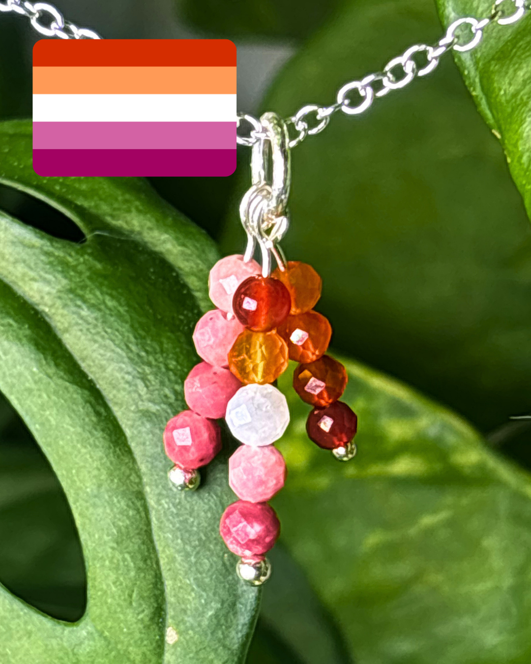 Lesbian Pride Triple Sparkle Necklace Charm