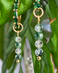 Moss Agate Long Dew Drop Charms PAIR