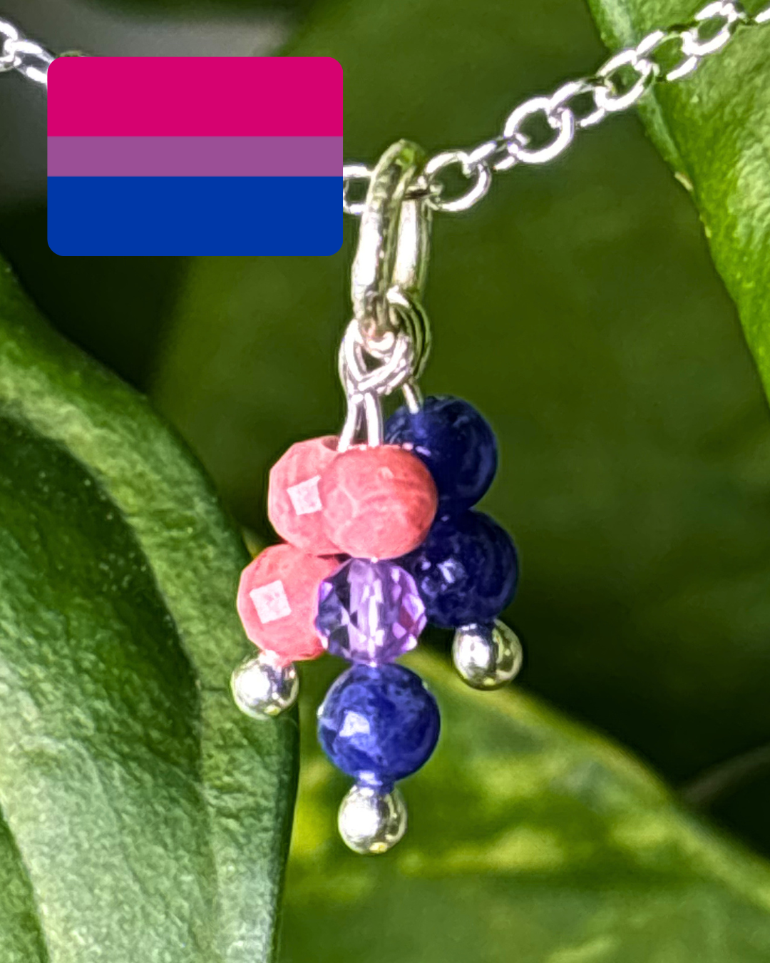 Bisexual Pride Double Sparkle Necklace Charm