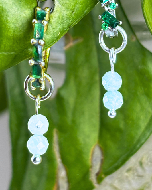 Amazonite Double Dew Drop Charms PAIR