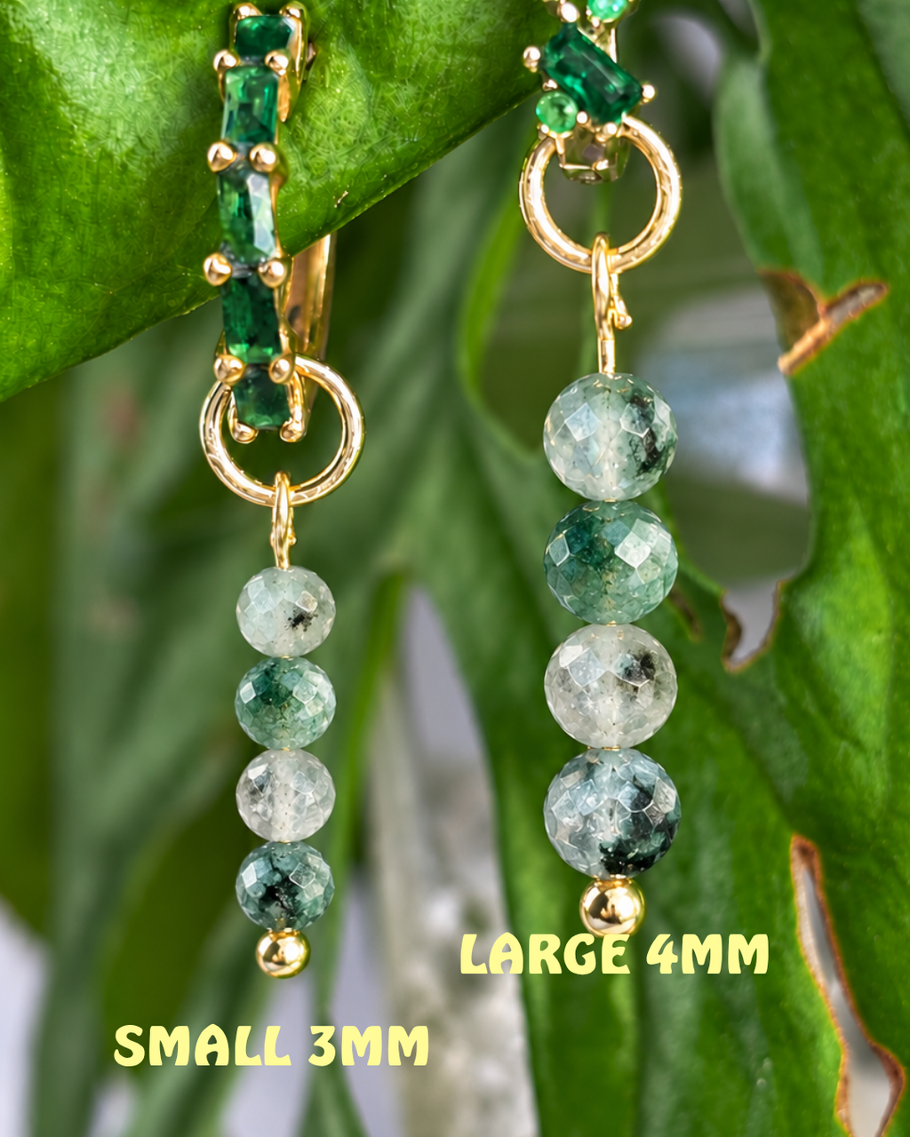 Moss Agate Long Dew Drop Charms PAIR