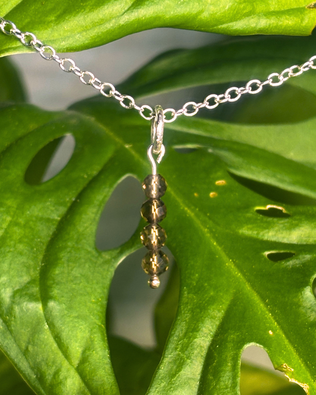 Smokey Quartz Long Necklace Charm