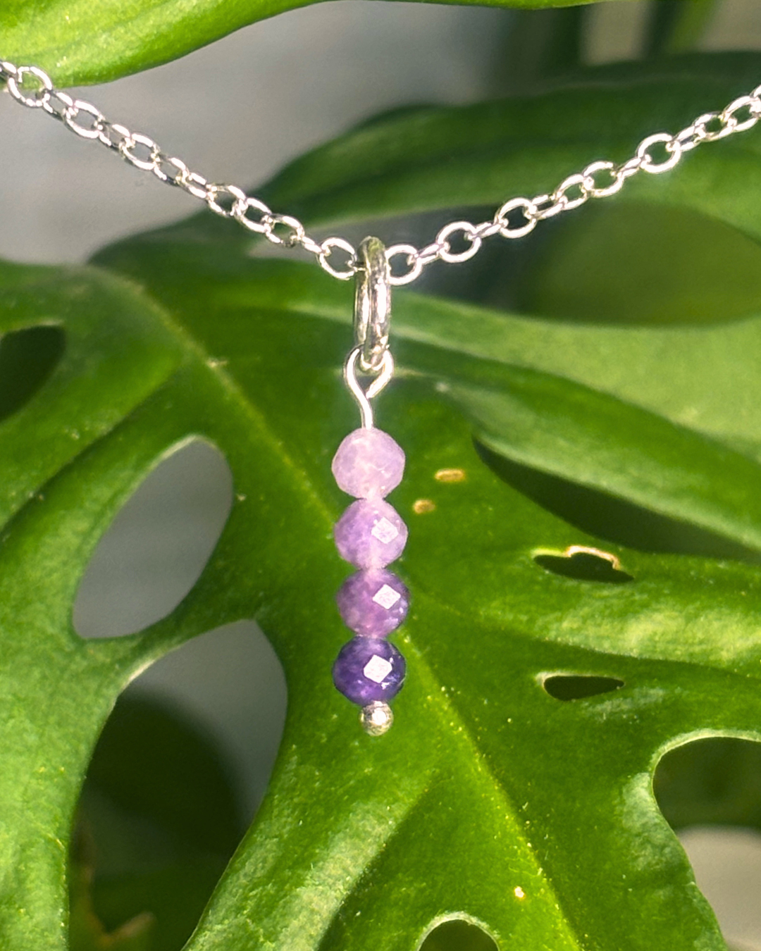 Lepidolite Long Necklace Charm