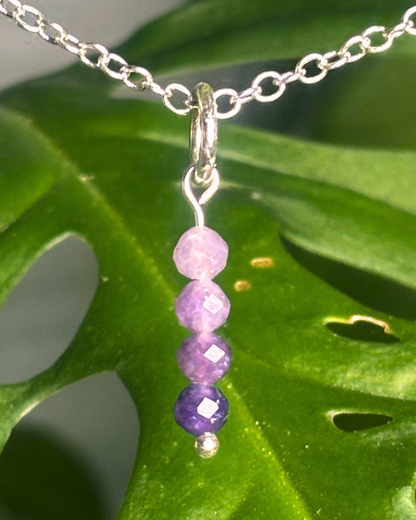 Lepidolite Long Necklace Charm