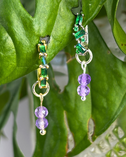 Amethyst Double Dew Drop Charms PAIR