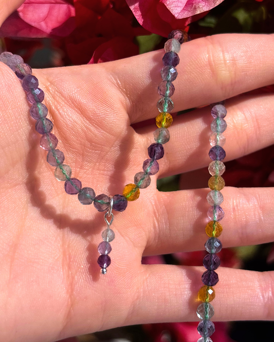 Rainbow Fluorite Crystal Necklace