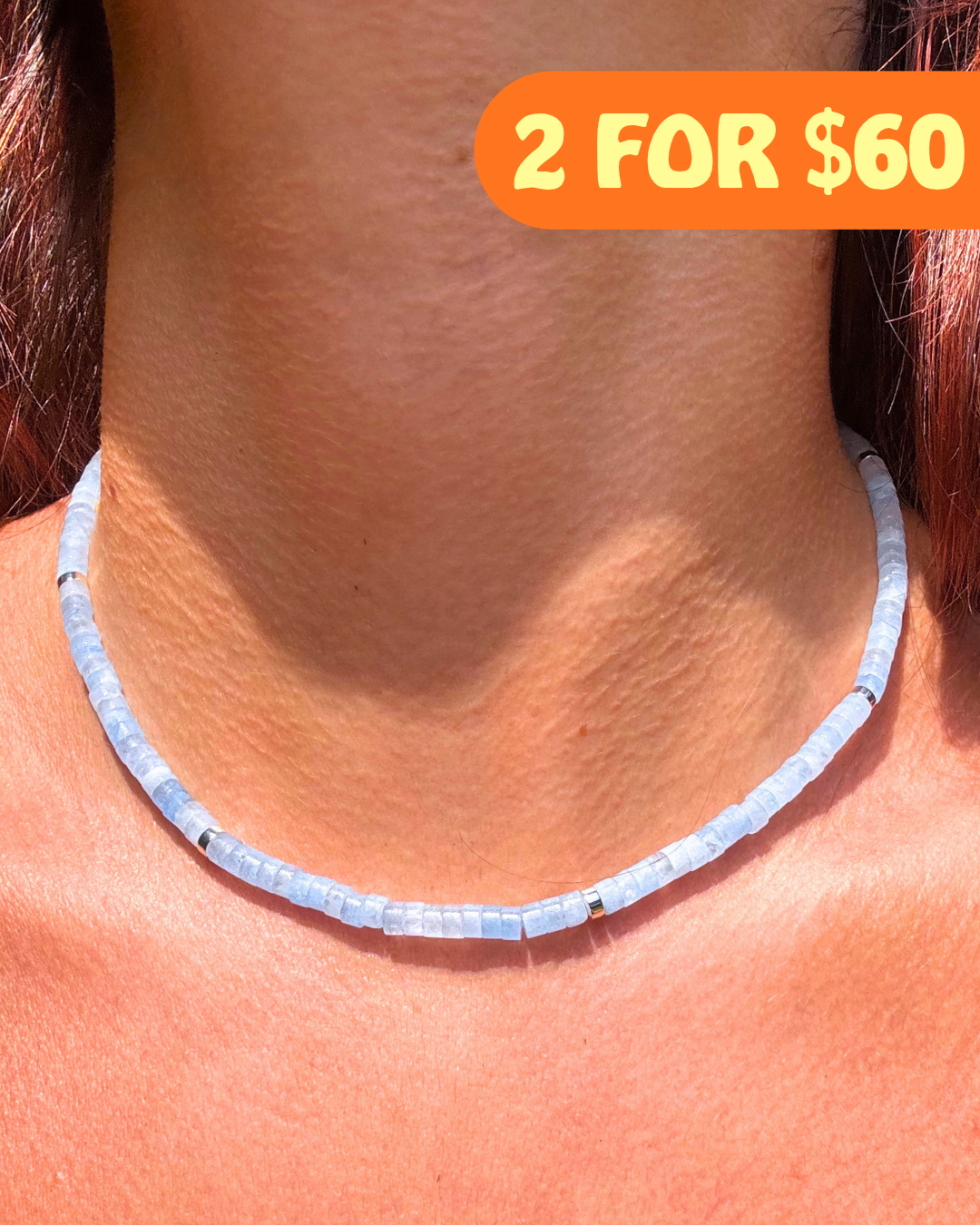 Aquamarine Disc Crystal Necklace