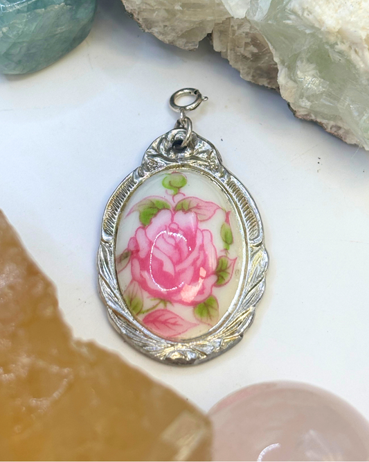 Japanese Rose Silver Spoon Charm