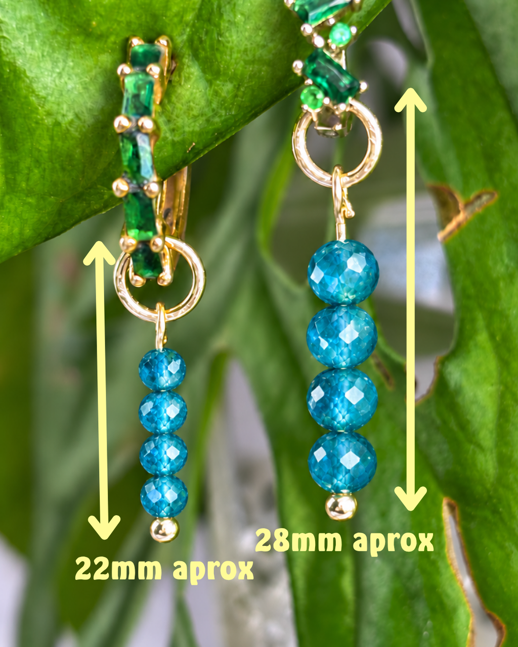 Moss Agate Long Dew Drop Charms PAIR