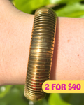 Large Gold Vintage Inspired Snake Bone Stretchy Bracelet 16mm