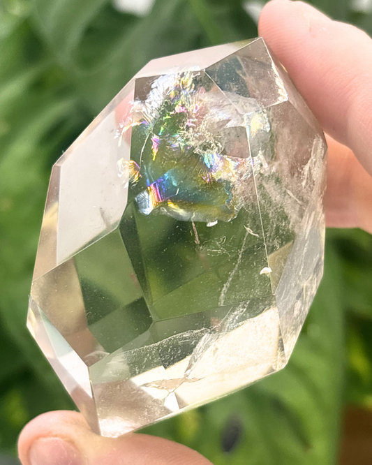 Large Rainbow Included Clear Quartz Gem Carving